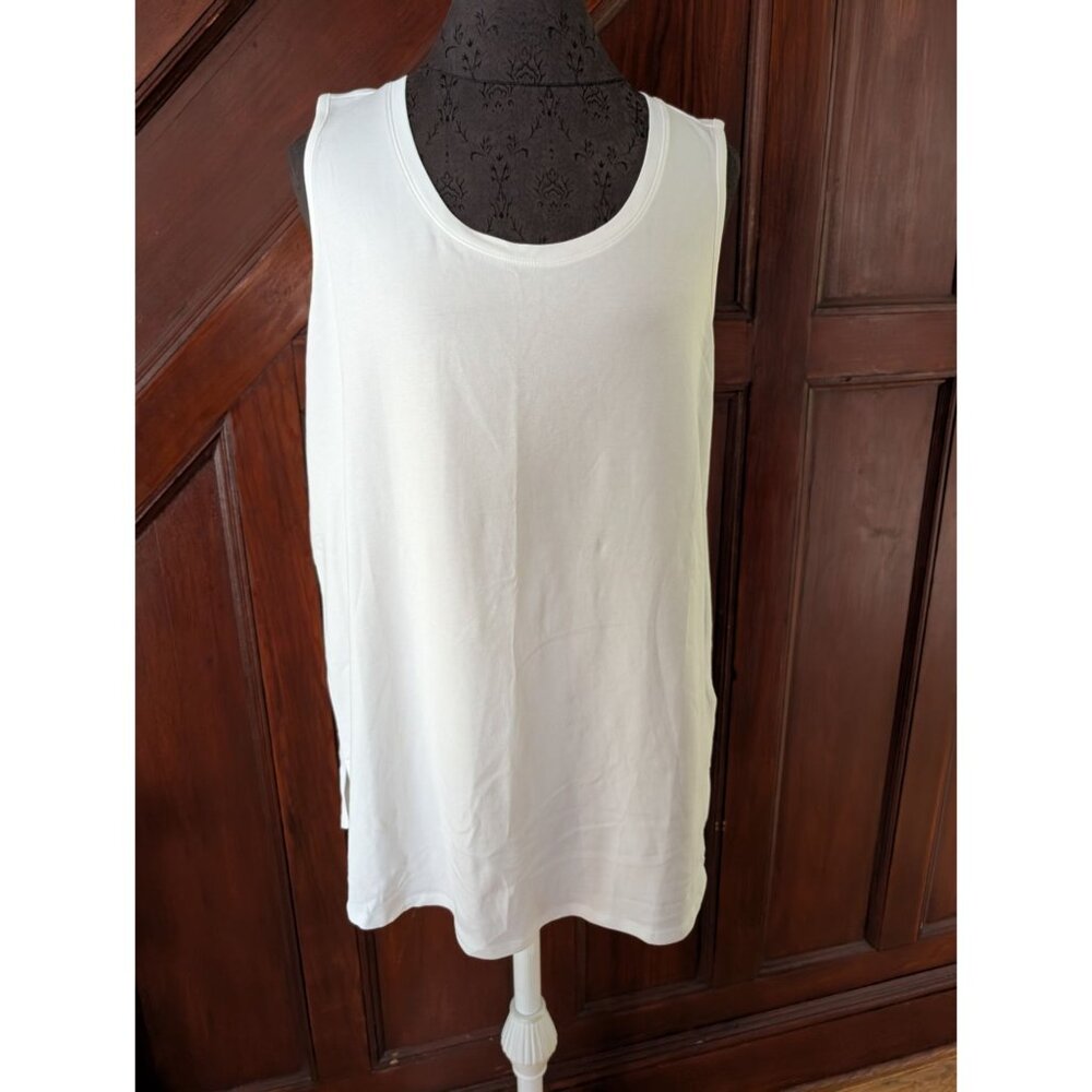 Isabel Pima Tunic Tank White Womens L Soft Surroundings Sleeveless NWT